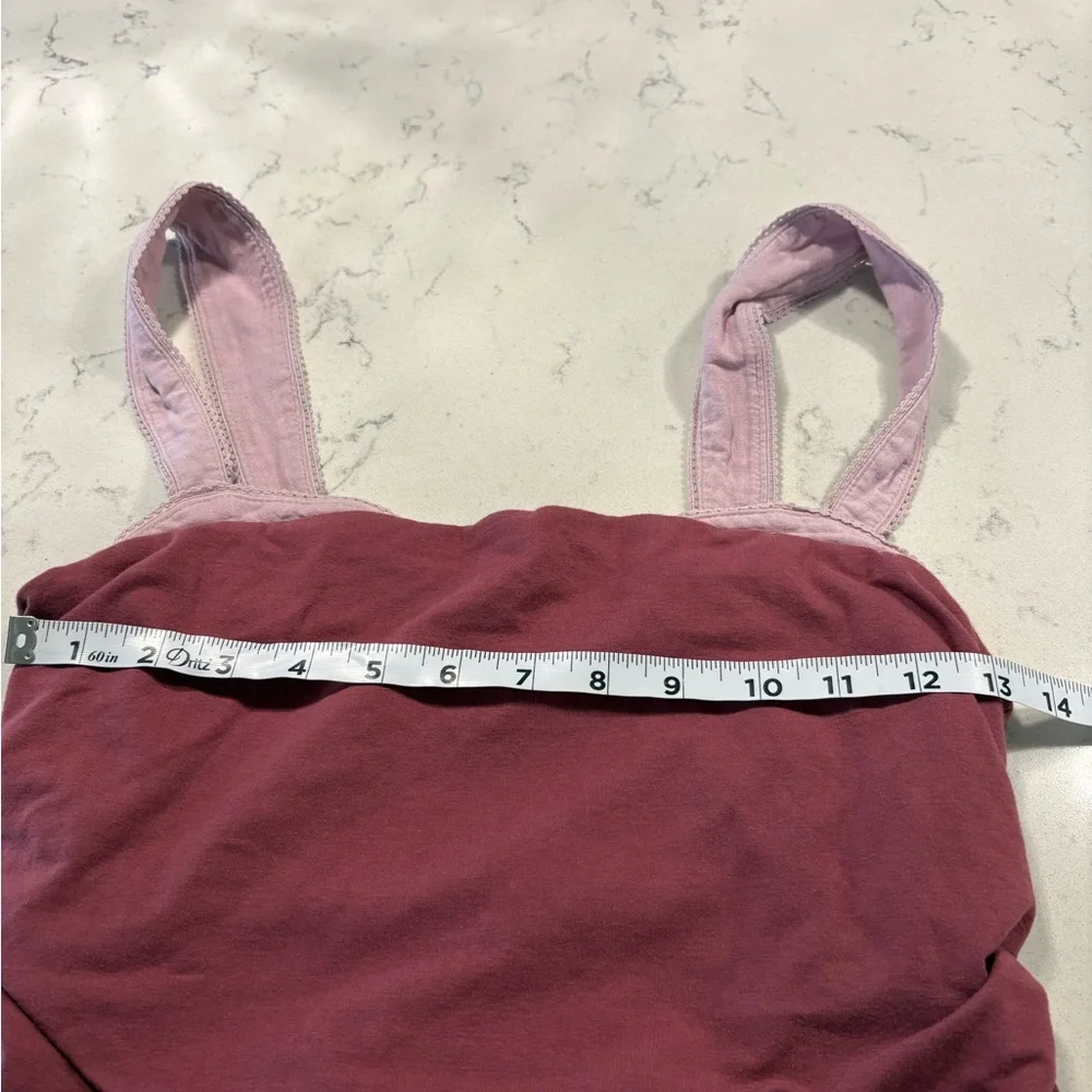 Free People 2 Tone Maroon Sleeveless Cami Camisole Crop Tank Top Size Small‎